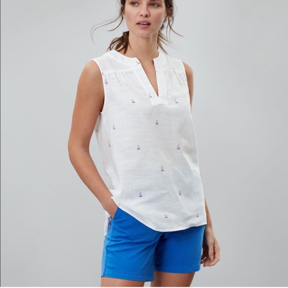 Joules Juliette White Sail Print Top
